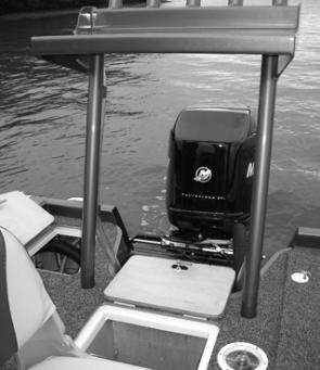There is a large livebait tank in front of the engine well and an excellent removable bait board, with drainage and a five shot rocket launcher, over the motor.